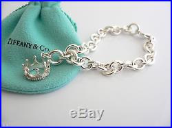 Tiffany & Co Silver Crown Princess Charm Pendant Bracelet Bangle Chain Clasp