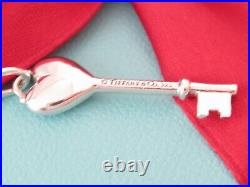 Tiffany & Co Silver Diamond Key Heart Pendant Charm For Necklace Bracelet