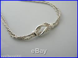 Tiffany & Co Silver Double Love Knot Rope Necklace Pendant Charm Chain 16.75 In