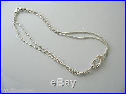Tiffany & Co Silver Double Love Knot Rope Necklace Pendant Charm Chain 16.75 In