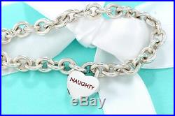 Tiffany & Co Silver Enamel Naughty or Nice Heart Padlock Charm 8 Bracelet BOXED