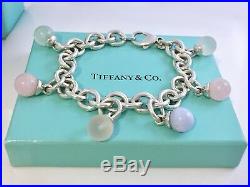 Tiffany & Co Silver Fascination Multi Gem Charm Dangle 7.75L Bracelet. 18623F