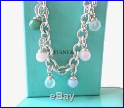 Tiffany & Co Silver Fascination Multi Gemstone Charm Dangle Bracelet 7.25 19082
