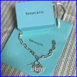 Tiffany & Co. Silver Filigree Heart Key Bracelet Charm Link 7.5 Used Japan 3