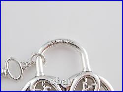 Tiffany & Co Silver Filigree Heart Key Pendant Charm 4 Necklace Bracelet Pouch