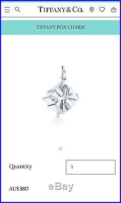 Tiffany & Co Silver Gift Box Charm Pendant For Necklace, Bracelet With RECEIPT