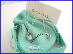 Tiffany & Co Silver Heart Cap Pearl Necklace Charm Infinity Bracelet Bangle Set