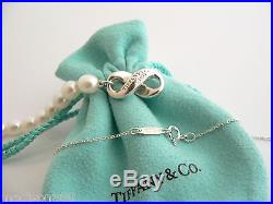 Tiffany & Co Silver Heart Cap Pearl Necklace Charm Infinity Bracelet Bangle Set