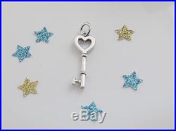 Tiffany & Co Silver Heart Key Pendant Charm For Necklace / Bracelet