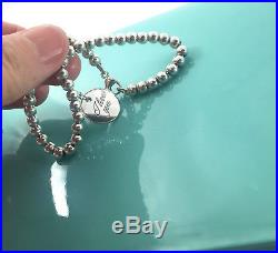 Tiffany & Co Silver I Love You Circle Charm Mini Bead Ball Bracelet 7in 181014B