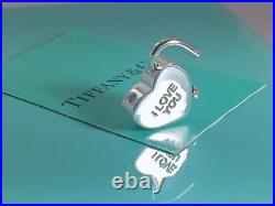 Tiffany & Co Silver I Love You Heart Padlock Charm for Necklace/ Bracelet 211R