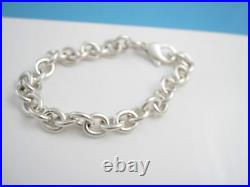 Tiffany & Co Silver Link Charm 7.5 Inch Chain Bracelet Bangle Cuff
