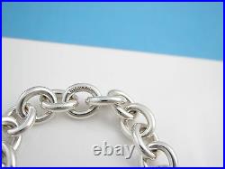 Tiffany & Co Silver Link Charm 7.5 Inch Chain Bracelet Bangle Cuff