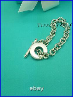 Tiffany & Co. Silver Logo Toggle Clasp 7.75Inches Chain Charm Bracelet, RRP £455