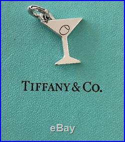 Tiffany & Co Silver Martini Glass Olive Charm Jump Ring 4 Necklace Bracelet