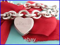Tiffany & Co Silver Mom Padlock Heart Charm Bracelet 7.5