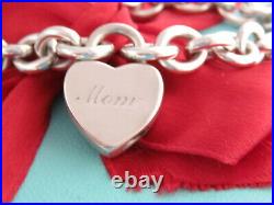 Tiffany & Co Silver Mom Padlock Heart Charm Bracelet 7.5
