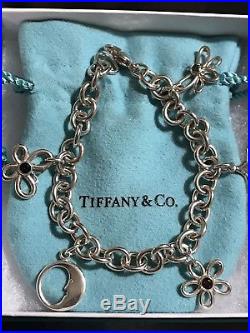 Tiffany & Co Silver Moon Dragonfly Butterfly Flower Star Gem Charm Bracelet