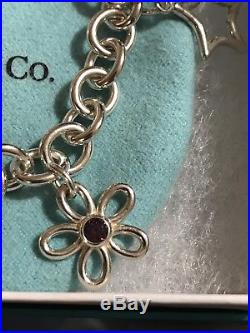 Tiffany & Co Silver Moon Dragonfly Butterfly Flower Star Gem Charm Bracelet
