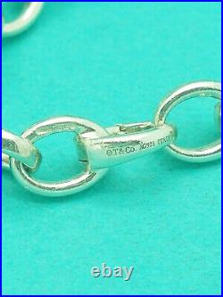 Tiffany & Co. Silver Oval Link Clasping 7inches Italy Charm Bracelet, Hallmark