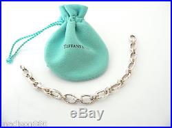 Tiffany & Co Silver Ovals Link Clasp Charm Bracelet Bangle 8 Inch Chain