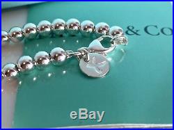 Tiffany & Co Silver Paloma Picasso Dot Onyx Gem Charm Bead Bracelet 7in 190113A