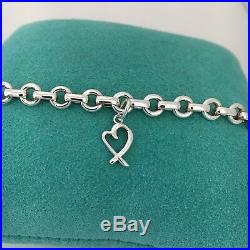 Tiffany & Co Silver Paloma Picasso Loving Heart Oval Link Charm Bracelet