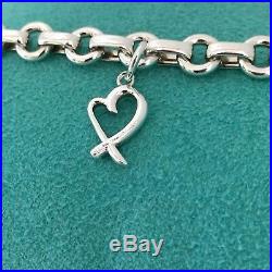 Tiffany & Co Silver Paloma Picasso Loving Heart Oval Link Charm Bracelet