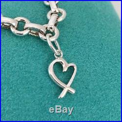 Tiffany & Co Silver Paloma Picasso Loving Heart Oval Link Charm Bracelet