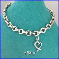 Tiffany & Co Silver Paloma Picasso Loving Heart Oval Link Charm Bracelet