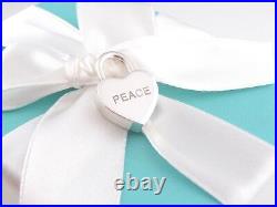 Tiffany & Co Silver Peace Heart Padlock Pendant Charm 4 Necklace Bracelet Pouch