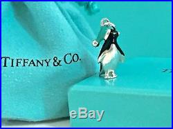 Tiffany & Co. Silver Penguin Animal Black Blue Enamel Charm for Bracelet 1875B