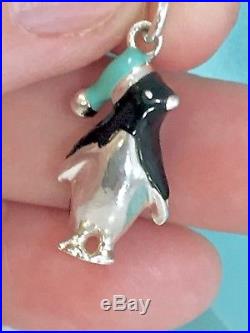 Tiffany & Co. Silver Penguin Animal Black Blue Enamel Charm for Bracelet 1875B