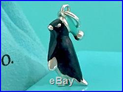 Tiffany & Co. Silver Penguin Animal Black Blue Enamel Charm for Bracelet 1875B