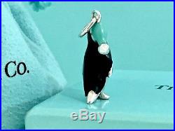 Tiffany & Co. Silver Penguin Animal Black Blue Enamel Charm for Bracelet 1875B