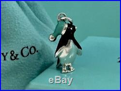 Tiffany & Co. Silver Penguin Animal Black Blue Enamel Charm for Bracelet 1875B