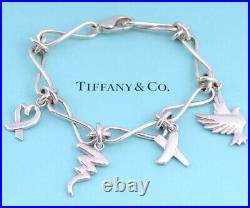 Tiffany & Co Silver Picasso Dove Heart Kiss Scribble Charm Bracelet Rare x7316