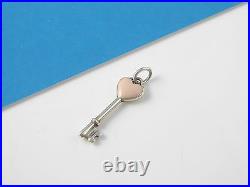 Tiffany & Co Silver Pink Enamel Key Pendant Charm 4 Necklace / Bracelet