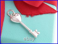 Tiffany & Co Silver Pink Sapphire Key Heart Pendant Charm For Necklace Bracelet