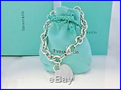 Tiffany & Co Silver Plain Heart Tag Charm Bangle Bracelet 7.5in / 35 gr. 190709B