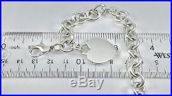 Tiffany & Co Silver Plain Heart Tag Charm Bangle Bracelet 7.5in / 35 gr. 190709B