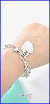 Tiffany & Co. Silver Plain Heart Tag Charm Bracelet 7.75 L 35.6 gr. 1889D
