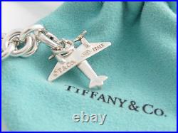 Tiffany & Co Silver Plane Airplane Charm Bracelet Bangle