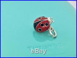 Tiffany & Co. Silver Red Black Enamel Ladybug Charm Pendant for Bracelet 18102A