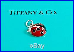 Tiffany & Co. Silver Red Black Enamel Ladybug Charm Pendant for Bracelet 1873H