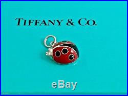 Tiffany & Co. Silver Red Black Enamel Ladybug Charm Pendant for Bracelet 1873H