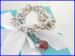 Tiffany & Co Silver Red Ladybug Charm Bracelet Pouch