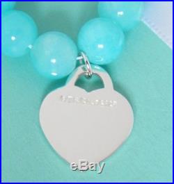 Tiffany & Co Silver Return To Heart Charm Blue Amazonite Bead Ball Bracelet