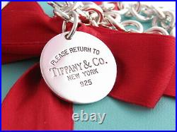 Tiffany & Co Silver Return To Tiffany Circle Round Charm Pendant Bracelet 8.5