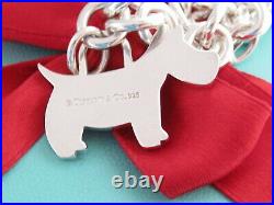 Tiffany & Co Silver Scottie Dog Woof Puppy Charm Tag Bracelet 7.5